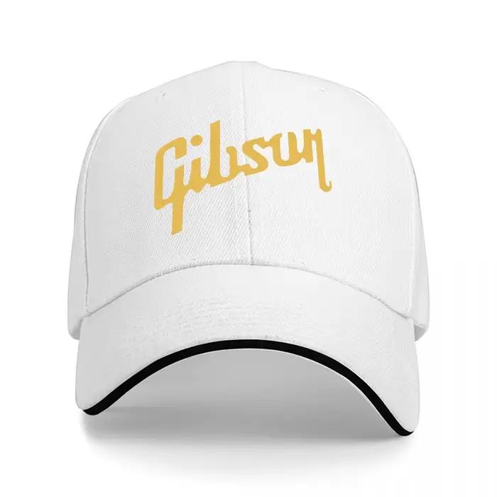 Casquette de baseball noire avec logo Gibson et broderie dorée, design classique de la marque Music,