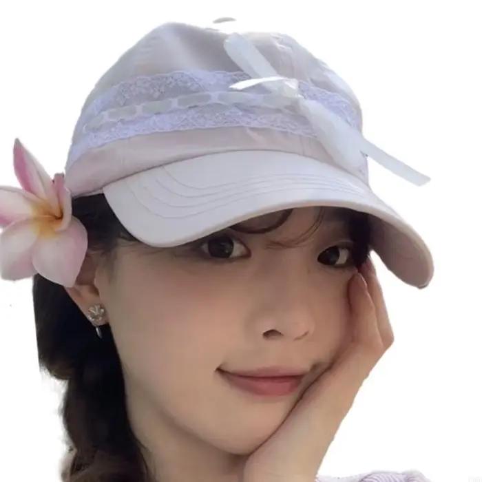 Chapeau Baseball respirant pour filles, chapeau polyvalent réglable avec nœud Balletcore Y08E