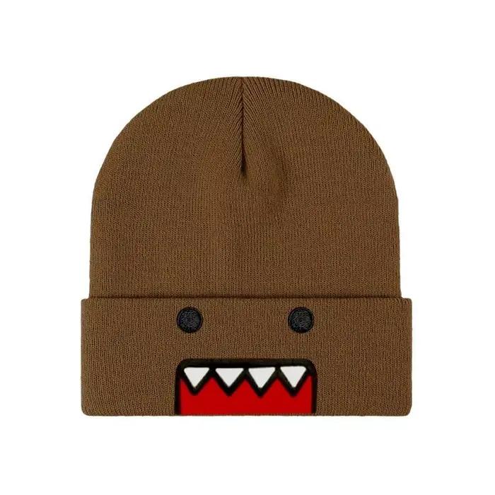 Chapeau tricoté brodé Domo Kun pour femmes et hommes, casquette tendance, produits dérivés de dessin