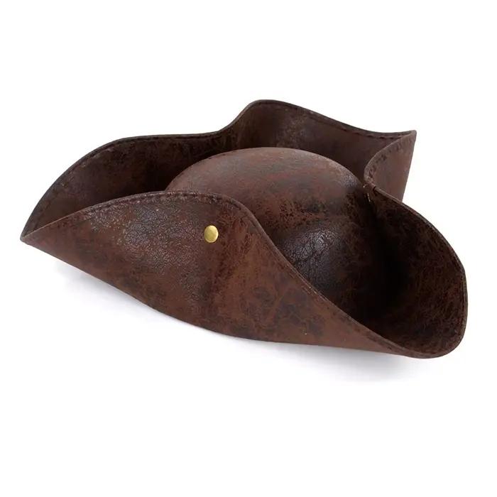 Chapeau de pirate en faux cuir pour hommes et femmes, chapeau de capitaine 7.5 ate, chapeau de cospl
