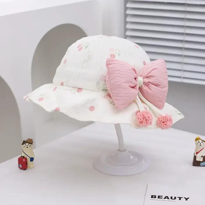 Joli chapeau de soleil pour enfants, Kawaii, Protection UV, nœud papillon, chapeau de pêcheur pour b