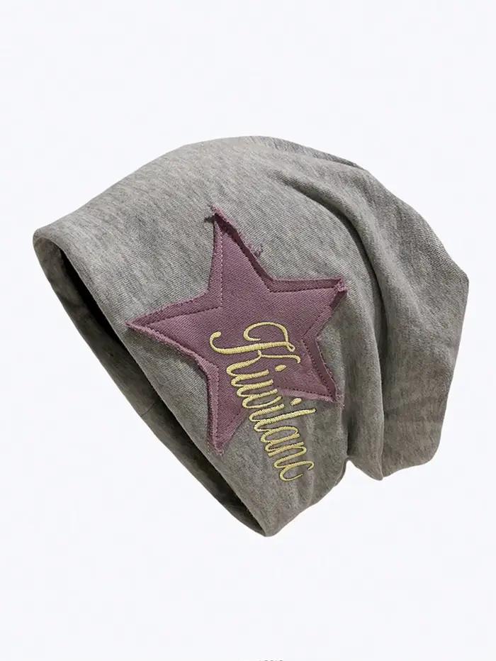 Bonnet brodé de lettres avec écussons étoiles, accessoire de mode pour le quotidien, chapeau tendanc