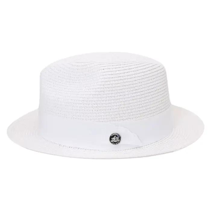 Chapeau de soleil en paille tressé à bord roulé, Protection solaire pour printemps et été, voyages e