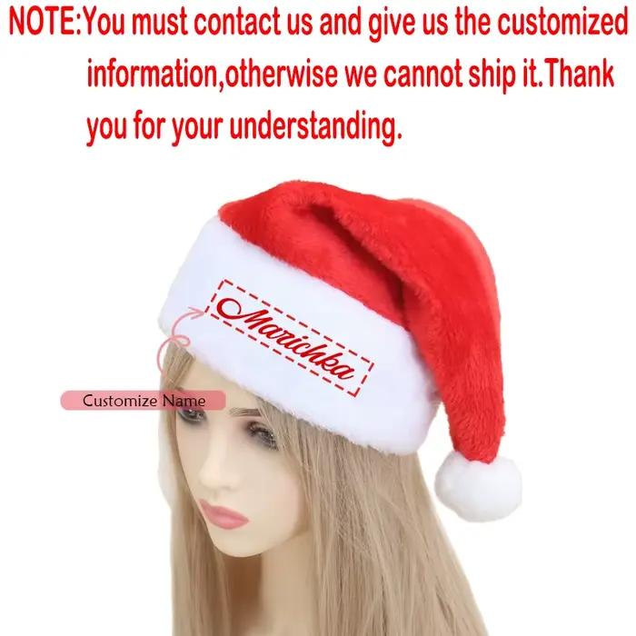 Chapeau de père noël en peluche rouge et blanc personnalisé, nom personnalisé, chapeau de noël pour 