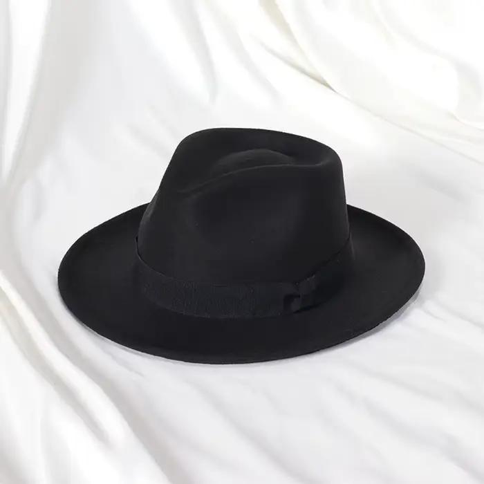 Nouveaux chapeaux Fedoras hommes Vintage noir feutre à large bord Jazz chapeaux homme pour hommes fe