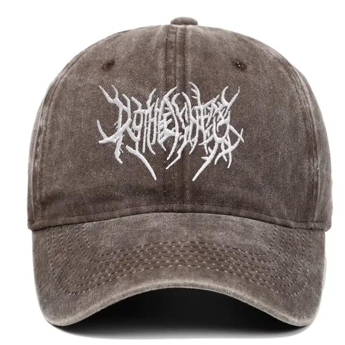Casquette de Baseball brodée délavée rétro pour hommes et femmes, chapeau rond gothique de rue Punk,