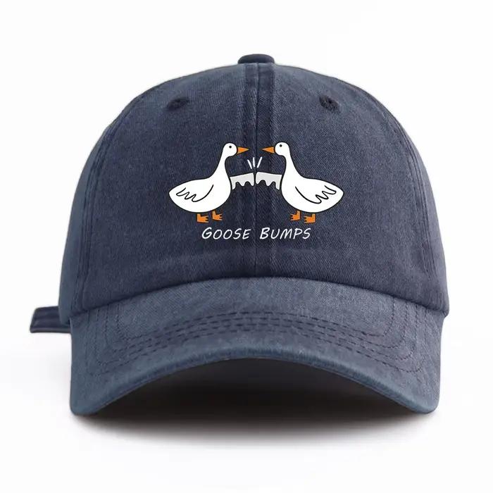 Casquette de Baseball délavée imprimée GOOSE BUMP pour adultes, chapeau de papa réglable et doux, St