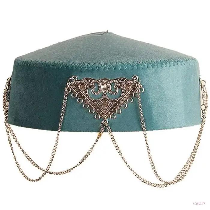 C6UD – chapeau ethnique kazakh élégant, chapeau Costume à glands pour les spectacles les célébration