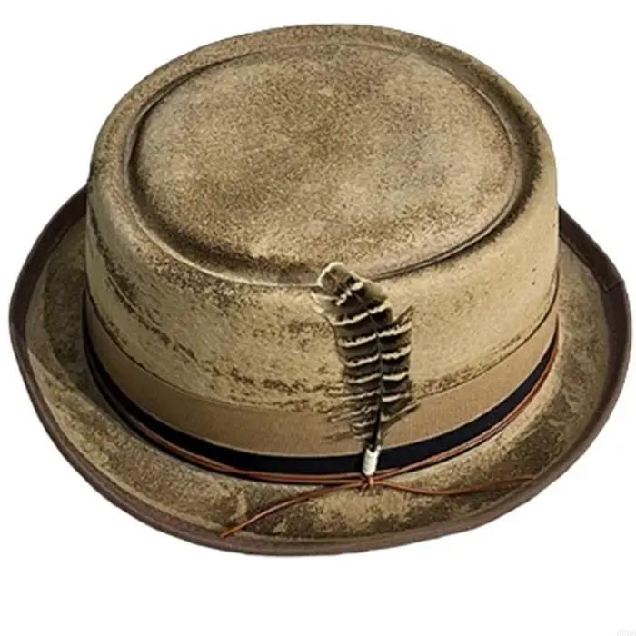 Chapeau élégant britannique, chapeau en feutre à dessus plat pour les carnavals Gentleman 6XDA