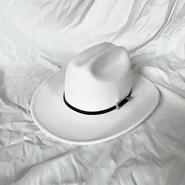 Chapeau de cowboy occidental vintage pour hommes et femmes, chapeau en feutre de cow-girl à large bo