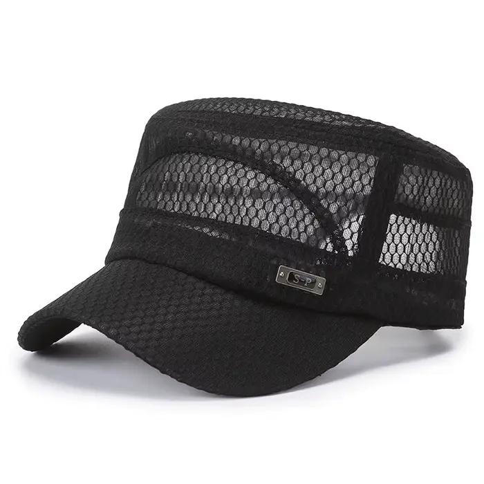Casquette plate d'été pour homme avec dos en maille respirante, chapeau de soleil réglable pour acti