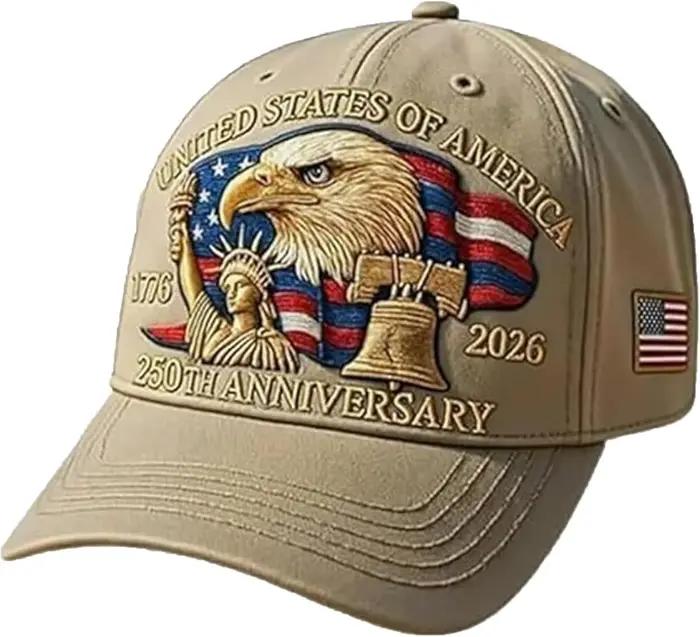 Casquette de baseball du 250e anniversaire des États-Unis - Design Eagle & Liberty, chapeau brodé à 