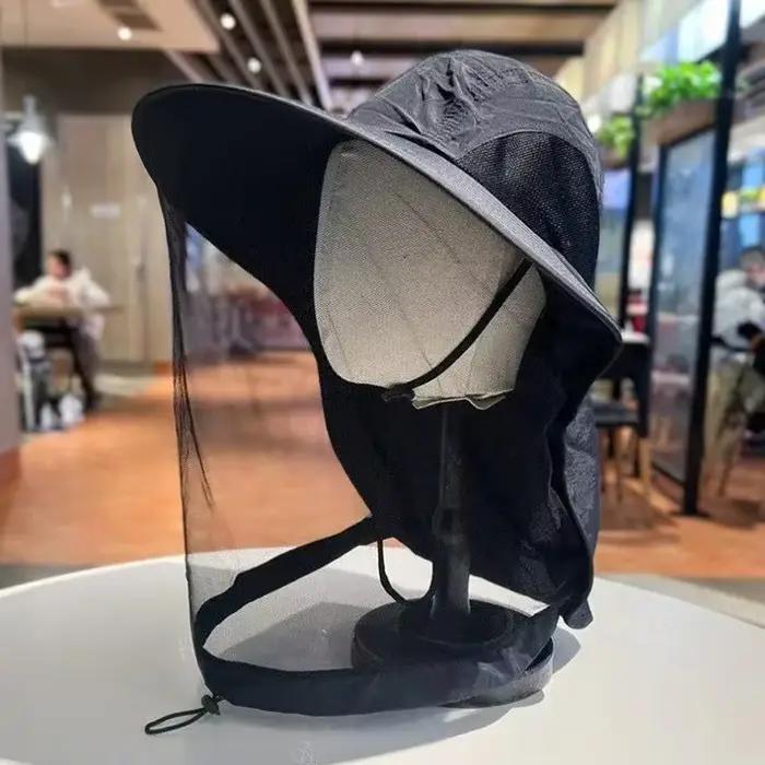 Chapeau anti-moustiques d'extérieur, chapeau de pêche anti-UV d'été, chapeau respirant en maille ave