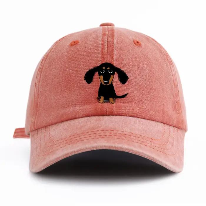 Casquette de Baseball délavée imprimée teckel pour adultes, chapeau de papa réglable et doux, Style 