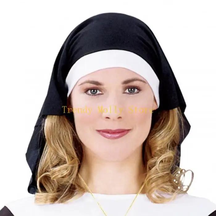 Chapeau de nonne, coiffe de nonne, bandeau de nonne pour femme adulte, accessoire de costume pour Ha