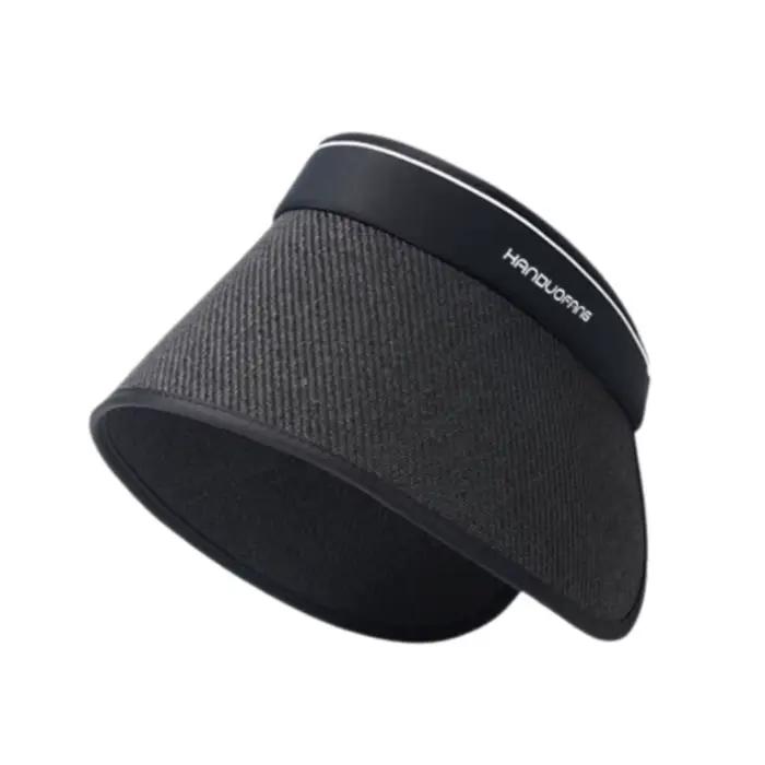 Chapeau de soleil élégant pliable en paille tressée à bord large, protection UV, style bob ouvert, i