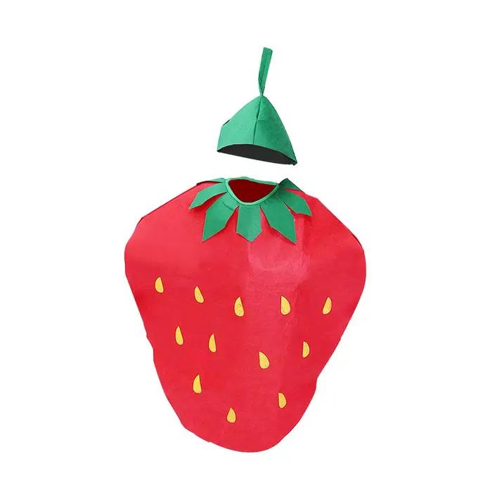 Costume à thème fruité Fraise avec accessoire de tête, tenue mignonne 1 pièce pour hommes et femmes,