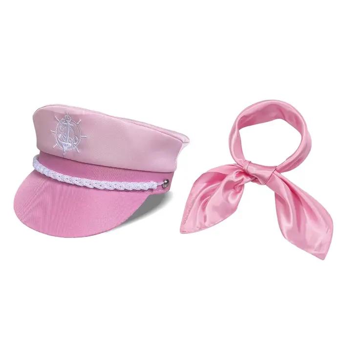 Chapeau de capitaine rose, écharpe, chapeau de marin de Yacht, Costume de Marine nautique pour femme