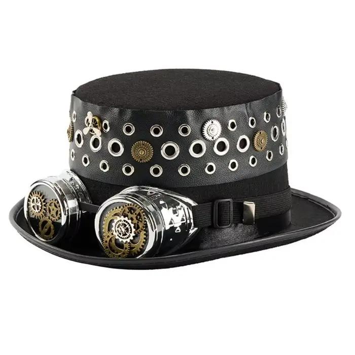 Chapeau haut gothique à œillets 31BB, pour lunettes Coser Steampunk, pour fête, événement à thème, a