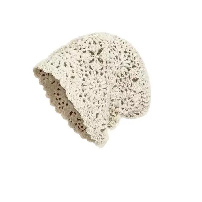 50Types bonnet chapeau mode tissé à la main creux Bowhead chapeau femmes crochet fleur ethnique vent