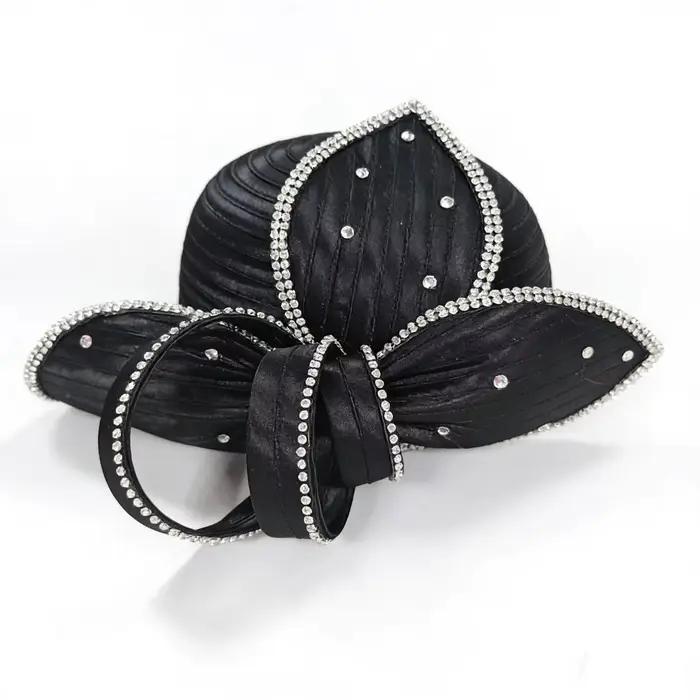 Chapeau élégant pour femmes et jeunes filles, orné de strass, fascinateur haut de gamme pour banquet