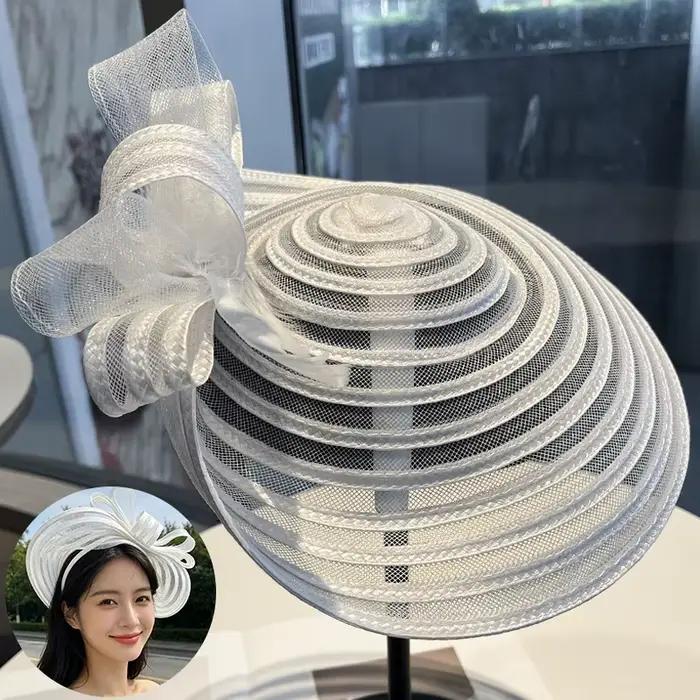 Élégant chapeau en maille tressée rétro polyvalent haut de gamme pour femme, accessoire de fête, déc