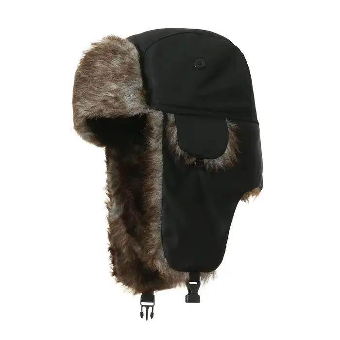 Chapeau d'hiver chaud pour homme, style soldat, pilote, patrouilleur, avec protège-oreilles, en fibr