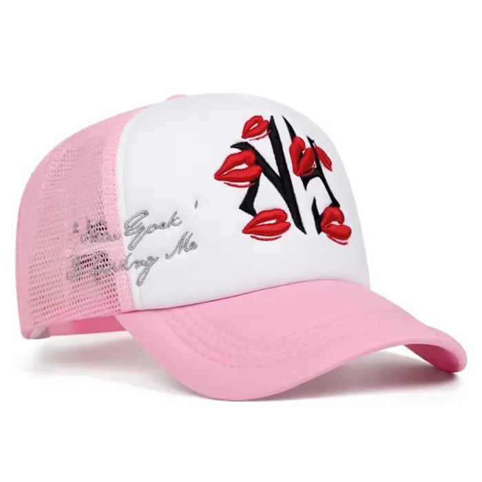 Nouvelle Casquette Tendance 2026 en Maille avec Broderie NY Lipprint, Style Hip-Hop Urbain, pour Ska