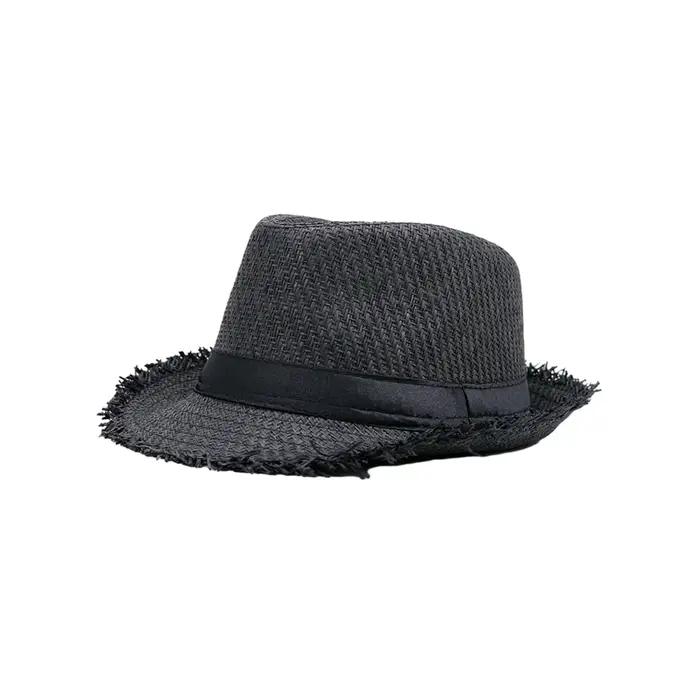 Chapeau de paille léger en plusieurs couleurs, pour l'été, large bord, simple, plage, soleil