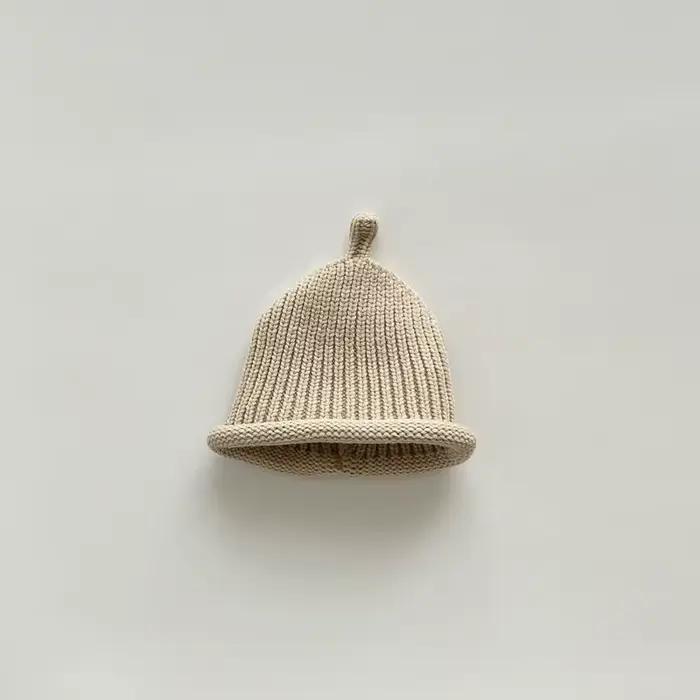 Coréen bébé tricoté chapeau automne hiver chaud bonnet infantile garçon fille couleur unie laine enf