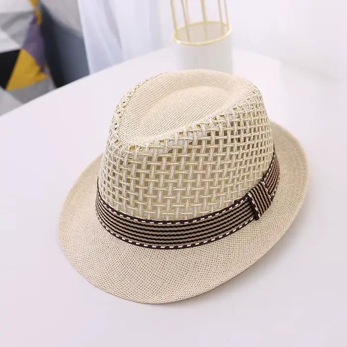 Chapeau haut de forme jazz pour enfants, casquette de paille respirante pour enfants, chapeaux de so