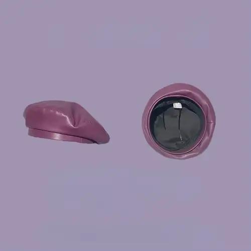 INS-Bérets français à fleurs en cuir PU pour femmes, casquettes rétro monochromes, bonnets d'artiste