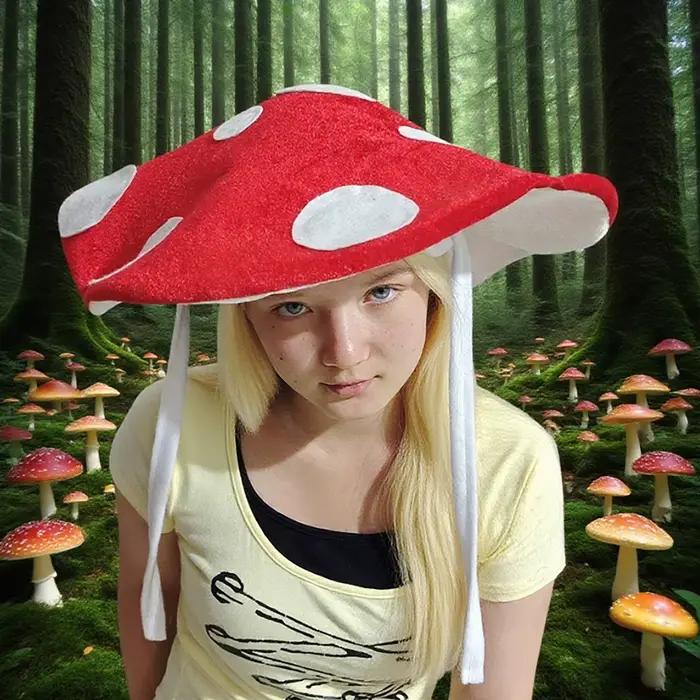 Chapeau de champignon festif avec corde