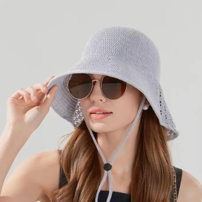 ☂ Chapeau de pêcheur ajouré tissé à la main