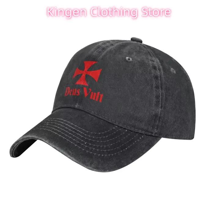 Deus Vult Knights Templar Cross Casquette de baseball Golf Dad Hat réglable non construit pour hommes et femmes