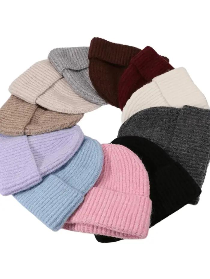 Chapeau en tricot uni de couleur unie