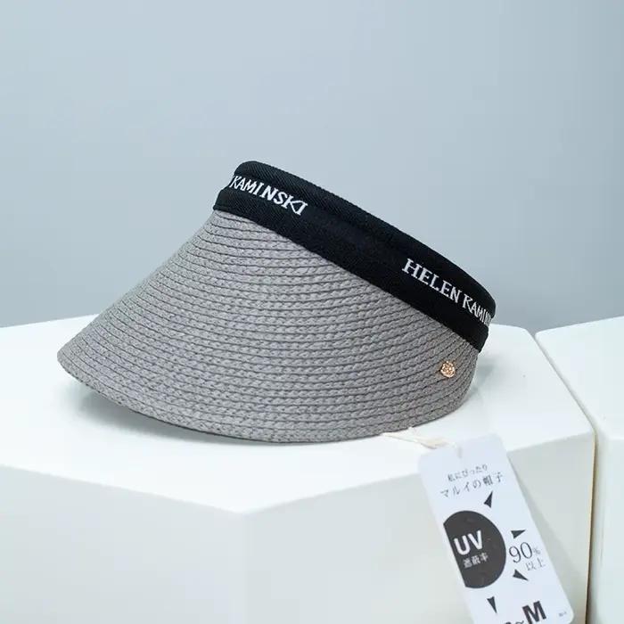 Chapeau Visière en Paille pour Femme avec Pince à Cheveux Intégrée