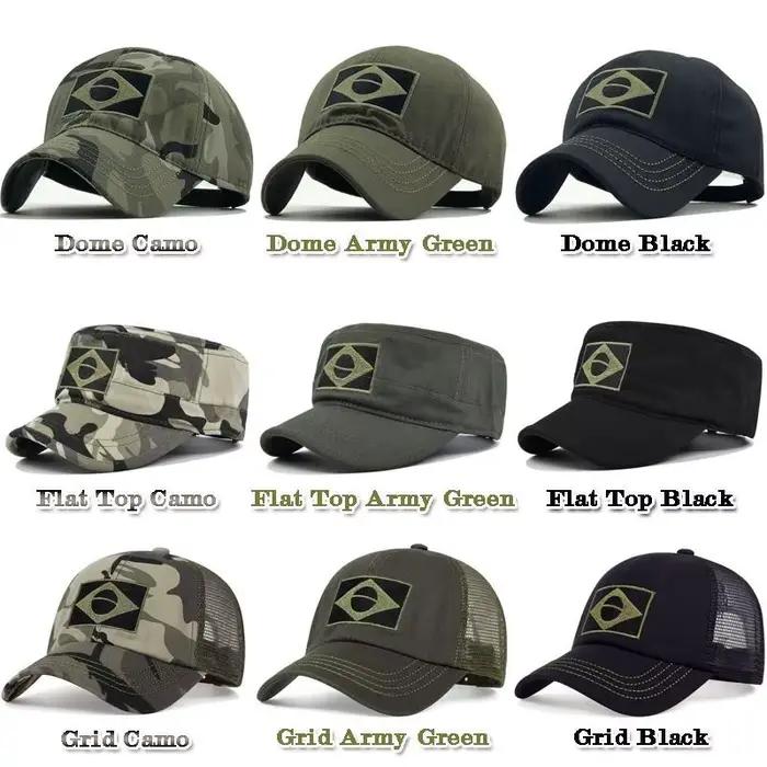 Casquette de baseball brodée pour hommes et femmes, drapeau brésilien imprimé, chapeau tactique de sport décontracté, chapeau de camouflage, chapeau de randonnée, chapeau de pêche