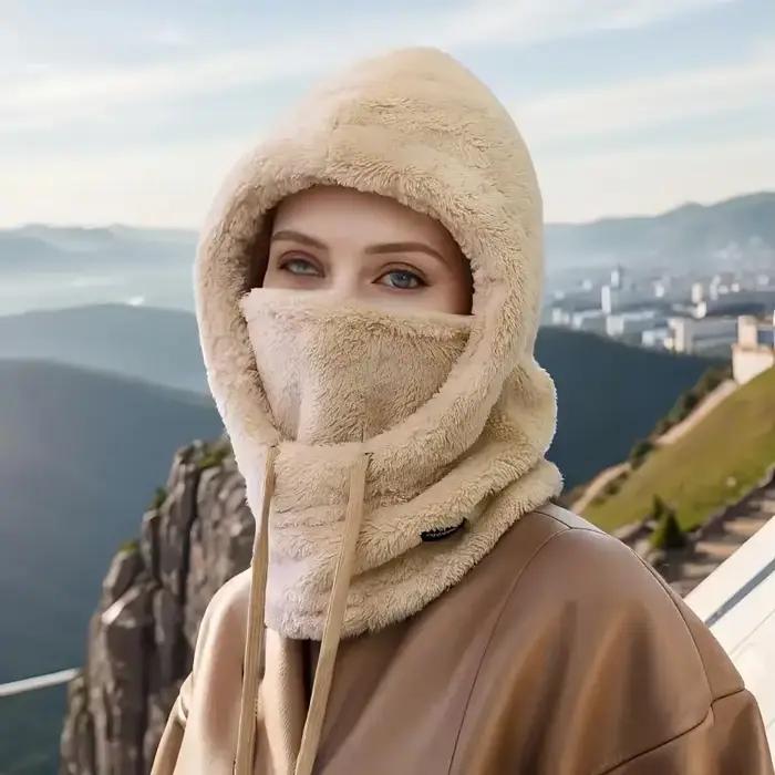 Cagoule d'hiver réglable avec capuche Sherpa et housse de ski coupe-vent pour hommes et femmes