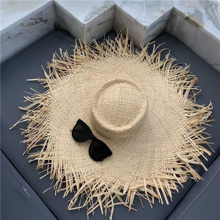Chapeau de paille en raphia naturel pour femmes