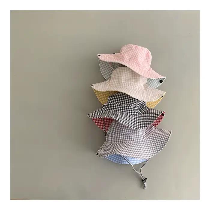 Personnalisé couleur bonbon réversible printemps automne bébé chapeau garçon fille coton enfant