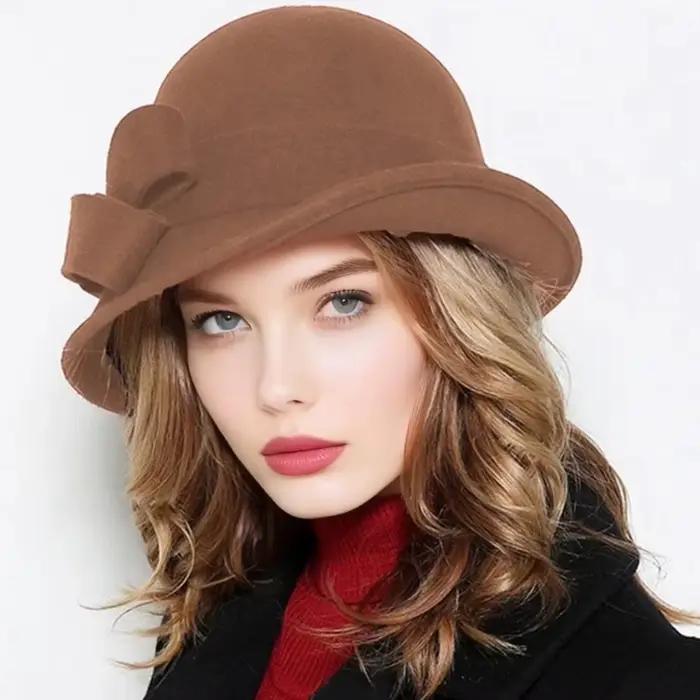 Chapeau seau Vintage en feutre de laine