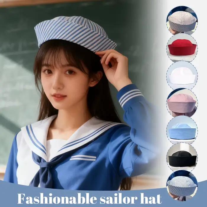 Chapeau de marin Cosplay à rayures à la mode