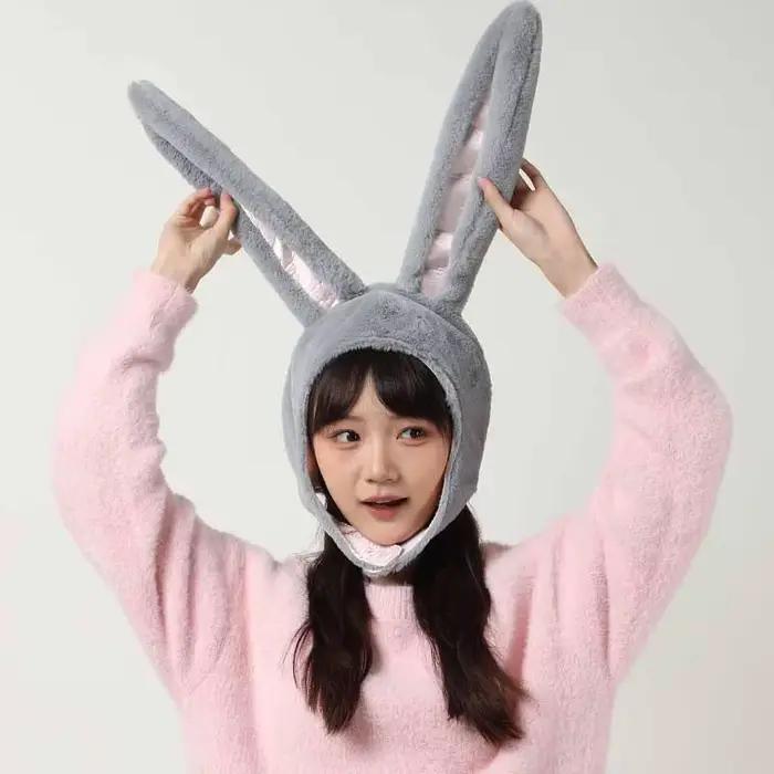 Chapeau oreilles de lapin en peluche