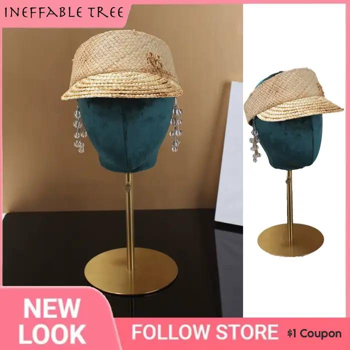 Chapeaux vintage en paille sans bord pour femmes