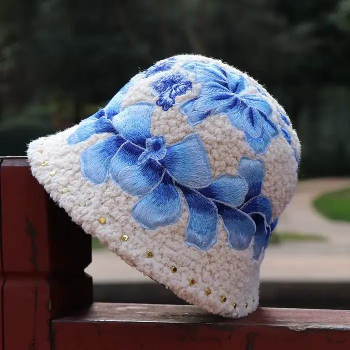 Sherpa coupe-vent chapeaux hiver garder au chaud épais Style ethnique brodé Floral chapeau de soleil de luxe touristique plage pêcheur seau casquettes