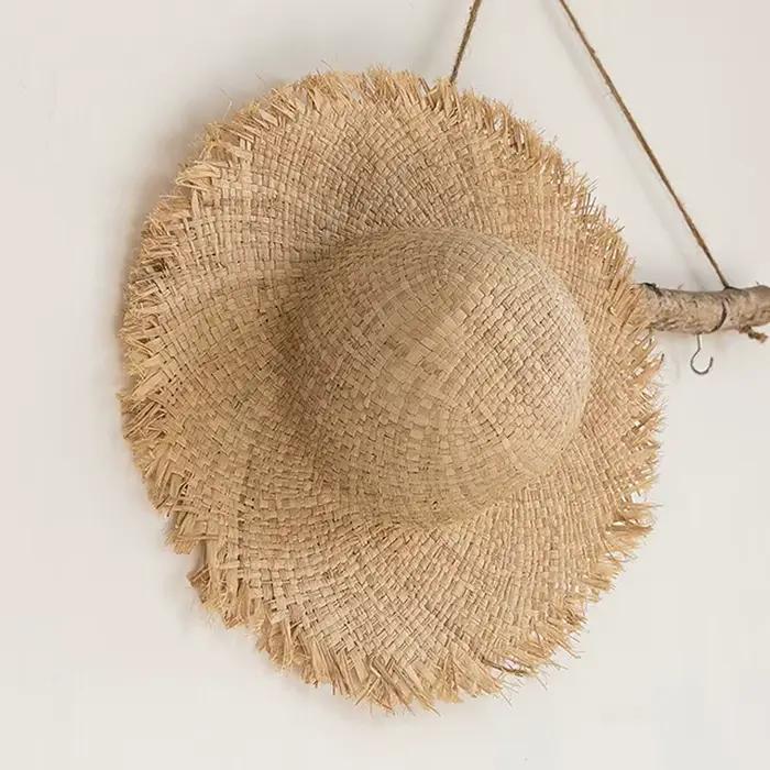 Chapeau de soleil en raphia pour femmes