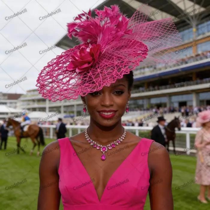 Chapeau Fascinator Rose Vif pour Mariage