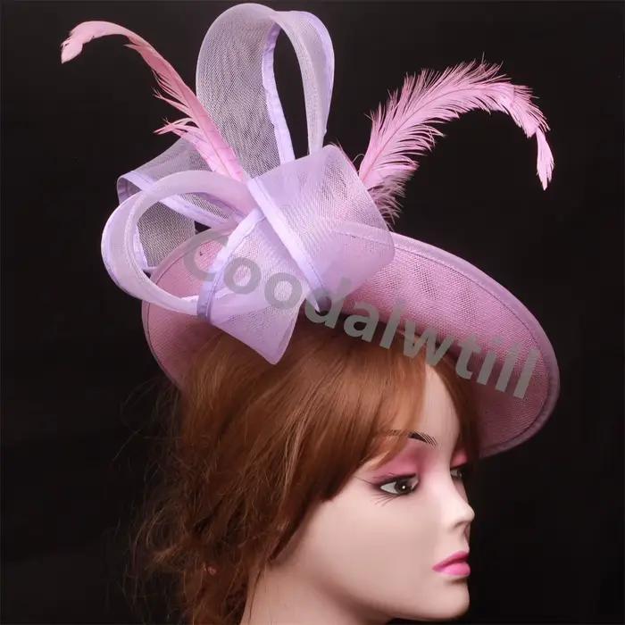 Camel Fascinator chapeau femmes voiles Derby église casque dames Cocktail fête pilulier casquette mariée mariage