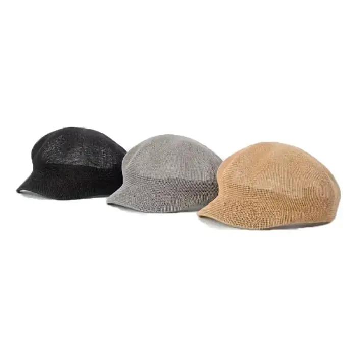 Élégante Casquette Octogonale en Paille Unie pour Femme